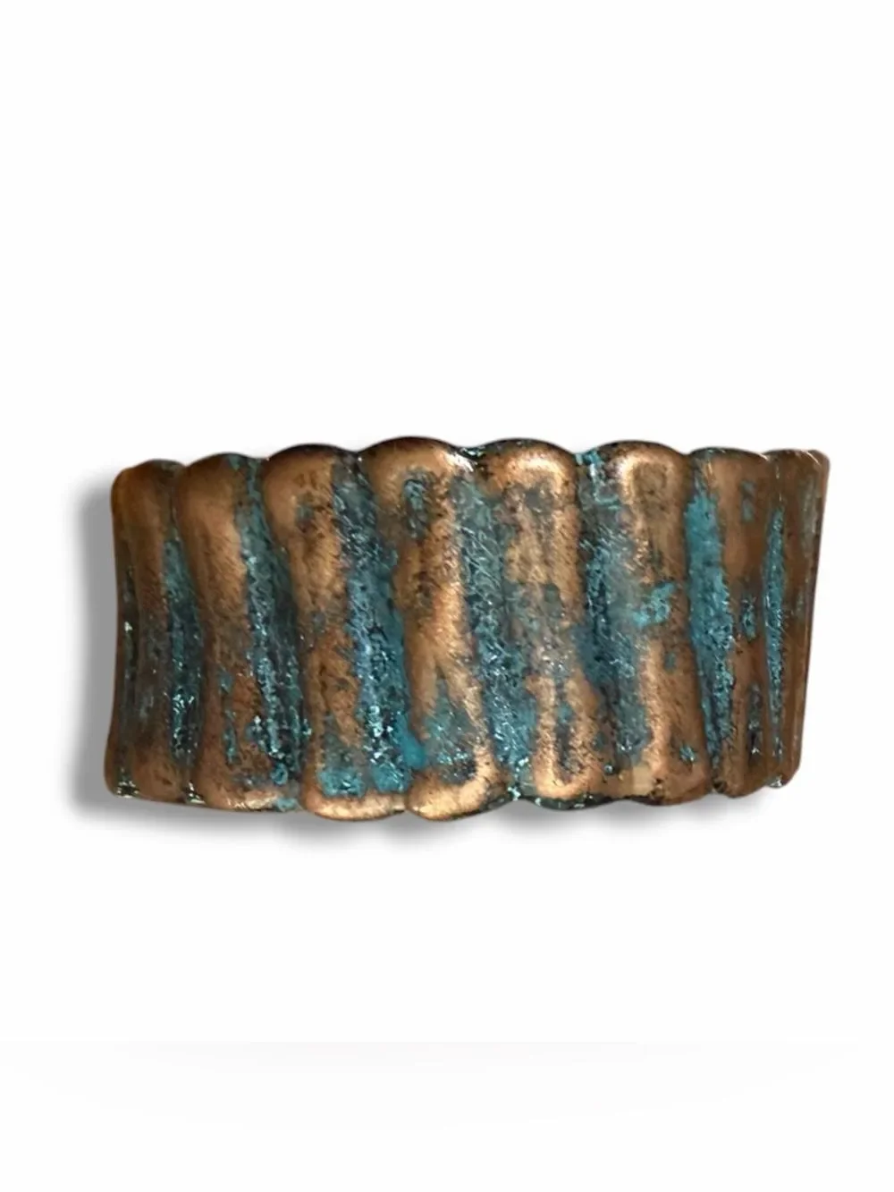 Western Turquoise Patina Copper Statement Cuff Bracelet USA Handmade